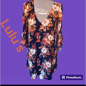 🌸 NWOT Lulu's Dresses | Lulus SHIFTING Dears Navy Blue Floral Shift Dress🌸